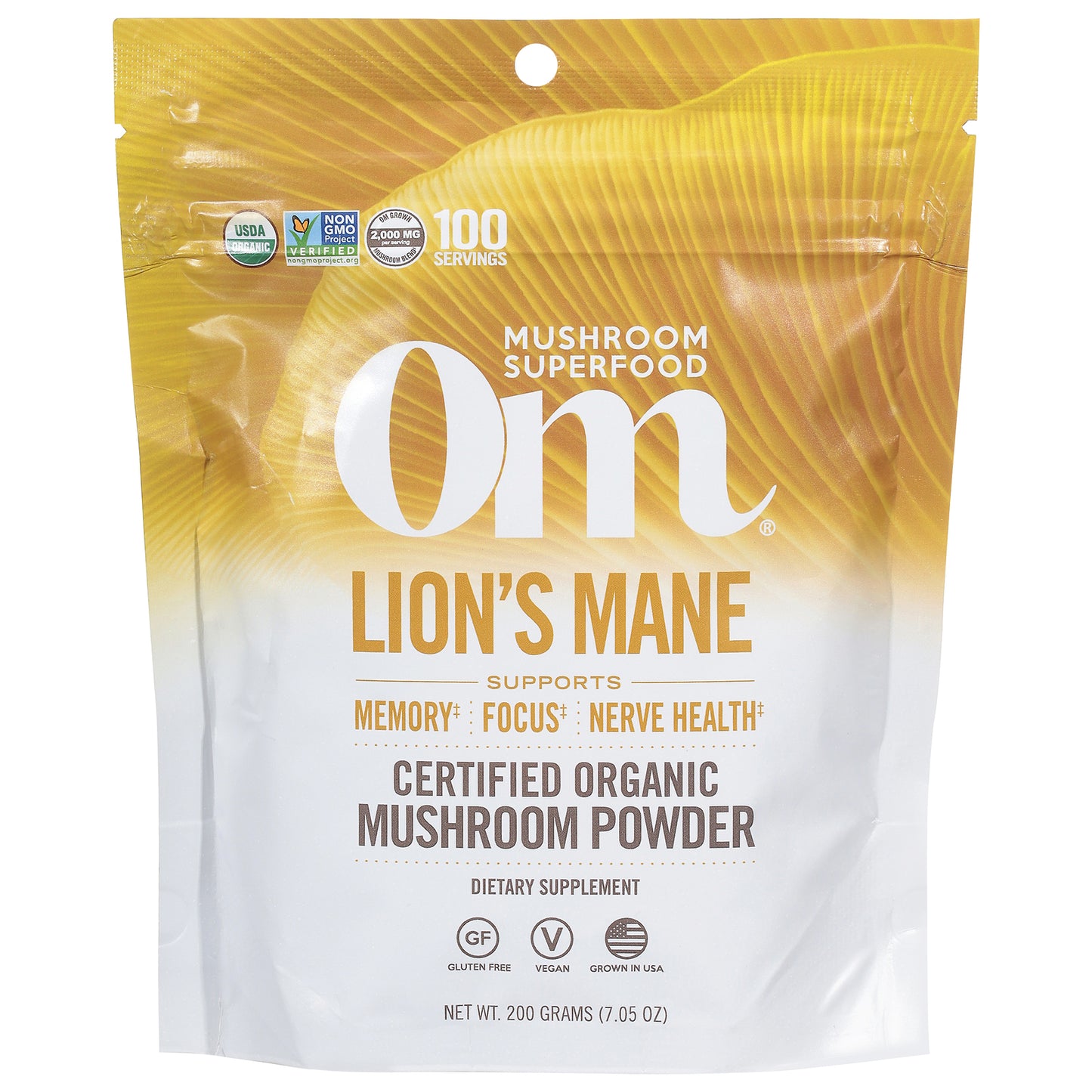 OM: Lion's Mane Organic Powder 200gr -7.05 Oz