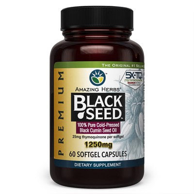 AMAZING HERBS: Black Seed Oil 1250mg, 60 SFG