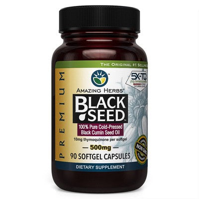 AMAZING HERBS: Black Seed Oil Softgels, 500mg 90 SFG