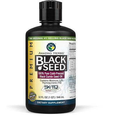 AMAZING HERBS: Black Seed Oil (Cumin), 32OZ