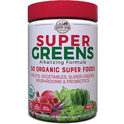 Country Farms - Super Greens Powder,  Berry -10.6 Oz