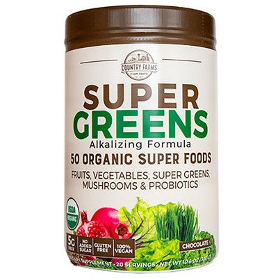 Country Farms - Super Greens Powder, Chocolate - 10.6 Oz