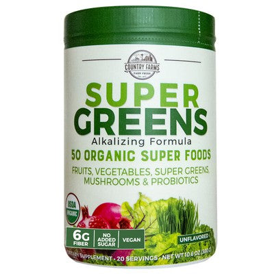 Country Farms - Super Greens Powder, Unflavored -10.6 Oz