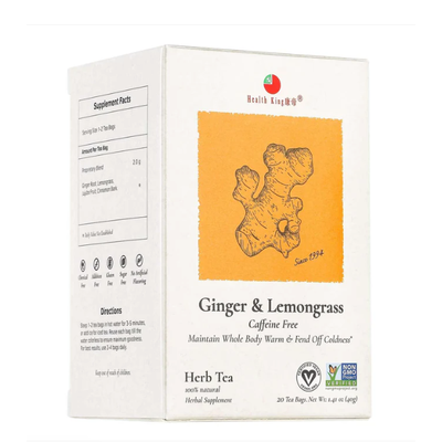 Health King: Ginger & Lemograss Tea (Caffeine Free) 20 BAG