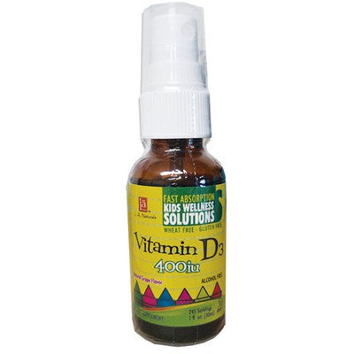 L A NATURALS: D3 MCT Kids 400 IU Spray 1 OZ