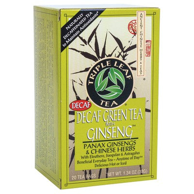 TRIPLE LEAF TEA: Decaf Green Tea w/Ginseng 20 BAG