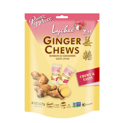 PRINCE OF PEACE: Ginger Chews Lychee 8 OZ