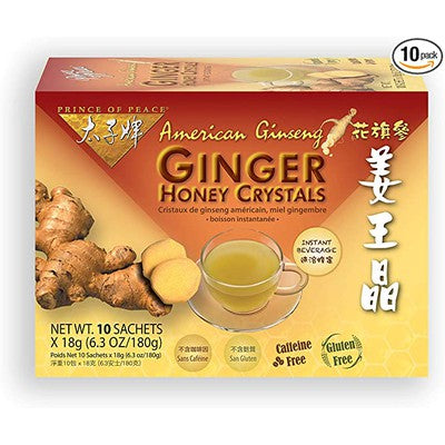 PRINCE OF PEACE: Ginger Honey Crystals w/ Ginseng 10 CT