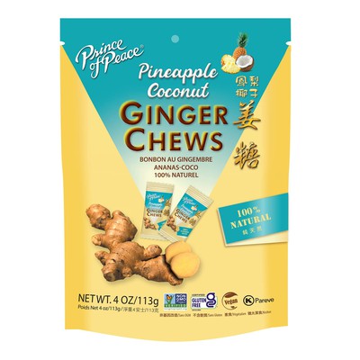 PRINCE OF PEACE: Ginger Chews Pineapple Coconut 4 oz