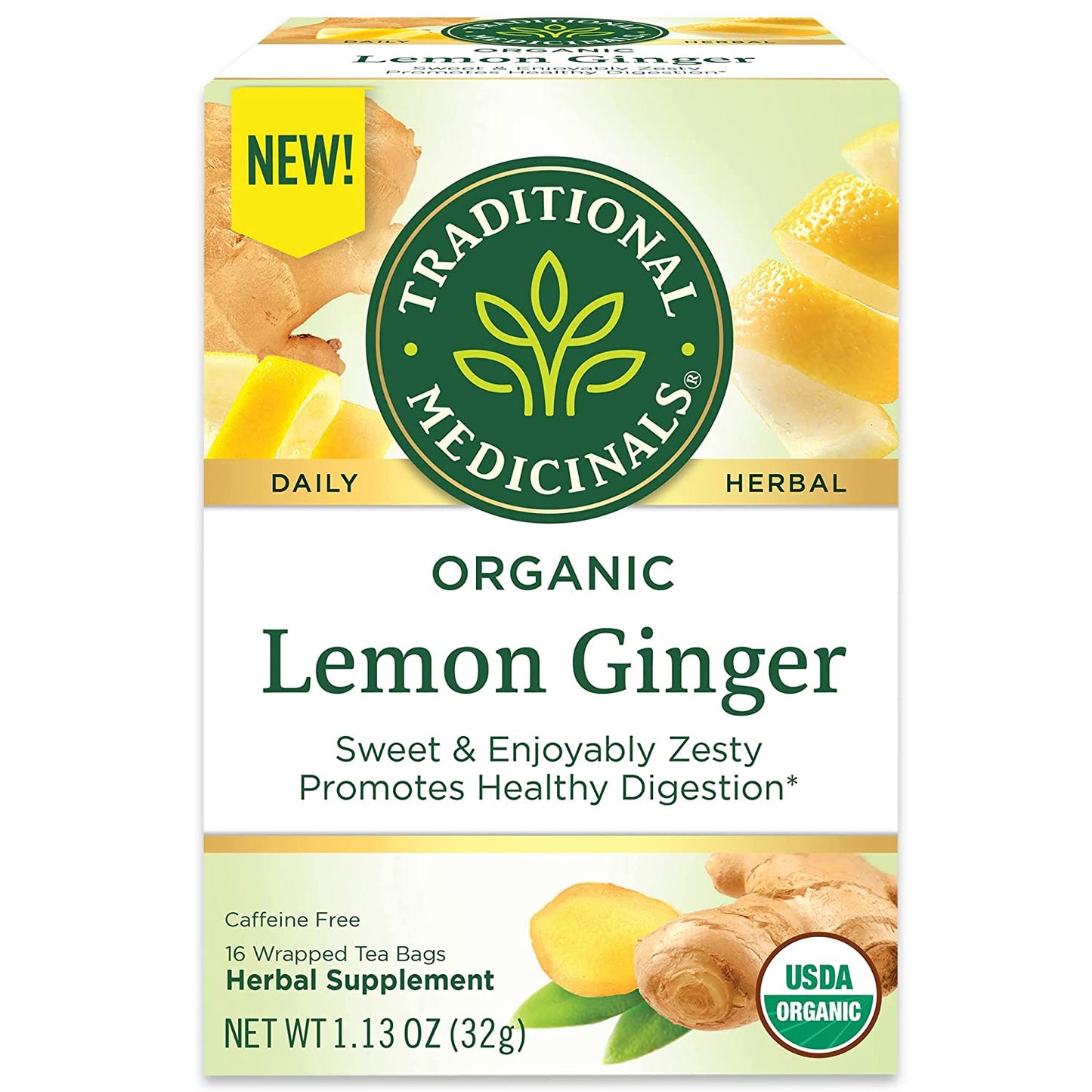 TRADITIONAL MEDICINALS: Lemon Ginger Tea 16 BAGS