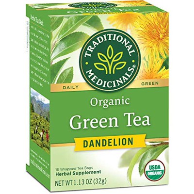 TRADITIONAL MEDICINALS: Organic Green Tea Dandelion 16 BAGS