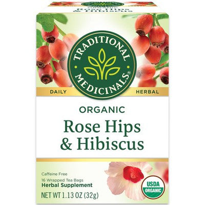 TRADITIONAL MEDICINALS: Organic Rose Hips w/Hibiscus 16 BAGS