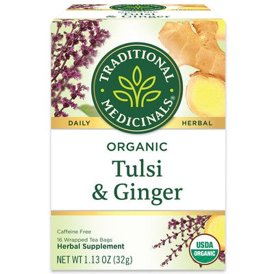 TRADITIONAL MEDICINALS: Organic Tulsi w/Ginger Tea 16 BAGS